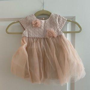 Patachou girls blush pink jacquard and tulle special occasion dress size 12 mo